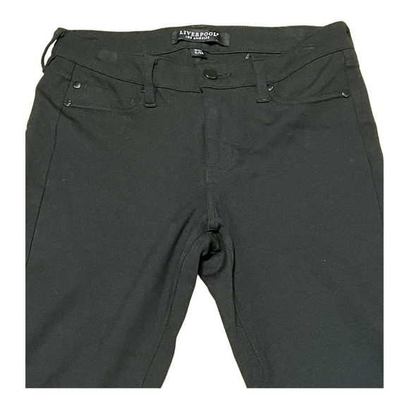 Liverpool Slim-Fit Pants 26 Classic Black Mid-Rise Straight-Leg Stretch Pants - Picture 4 of 7